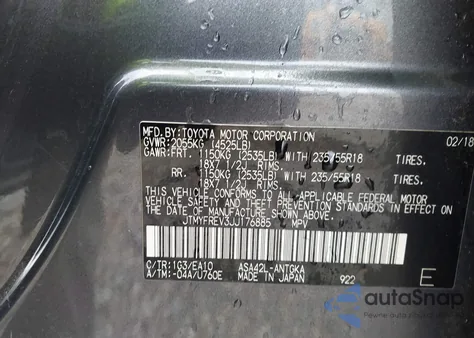 2018 Toyota Rav4 Limited from USA, damaged, VIN JTMYFREV3JJ176885